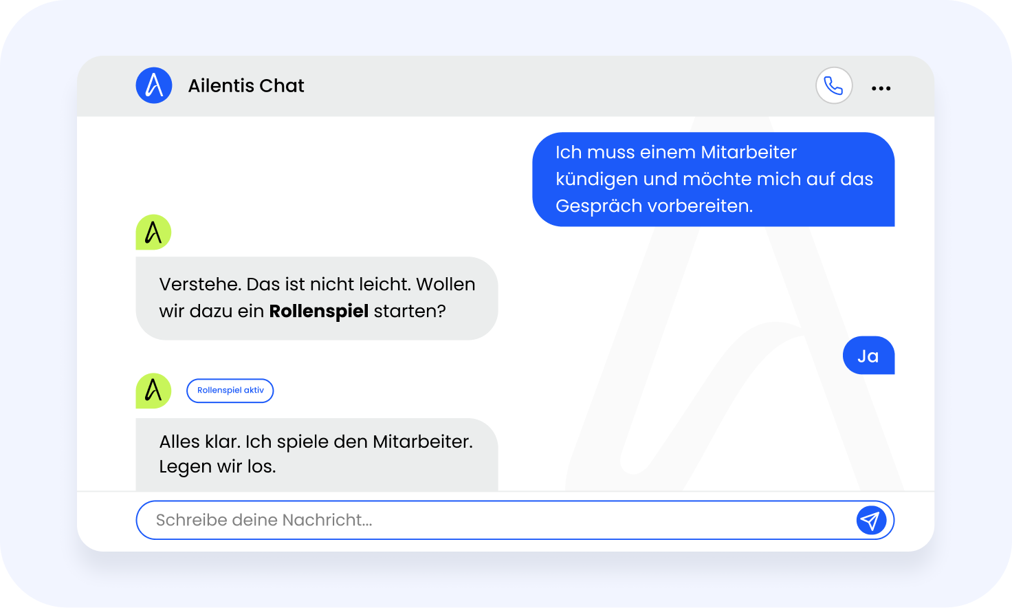 Ailentis Chat-Interface: Interaktives Lernformat – Beispiel 1