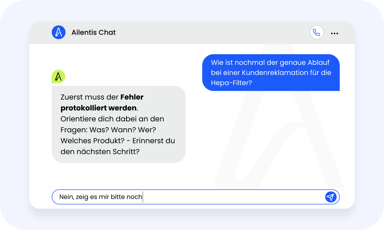 Ailentis Chat-Interface: Interaktives Lernformat – Beispiel 2