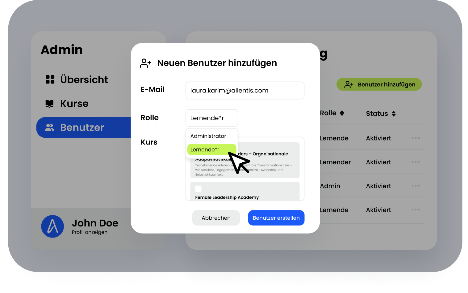 Ailentis Verwaltung: Lernpfade und Module für Teams zuweisen